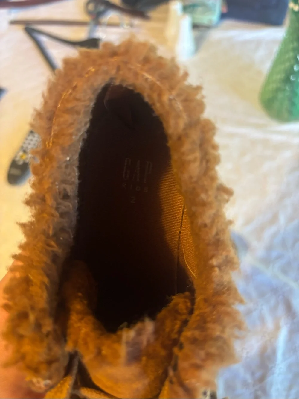 GAP Kids Tan Faux-Suede Fleece-Lined Moccasin Boots
